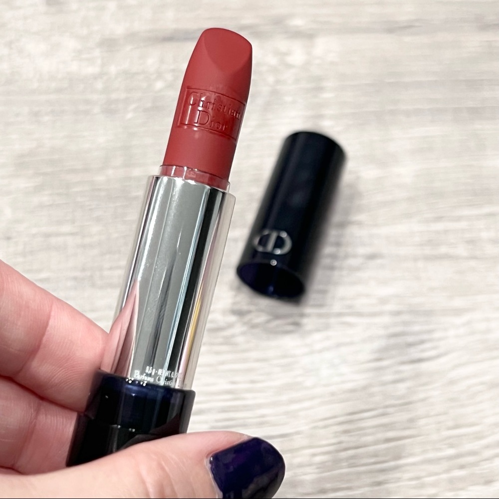 Dior Rouge Dior Lipstick in 858 Red Pansy matte Full size 0.12oz Limited Edition